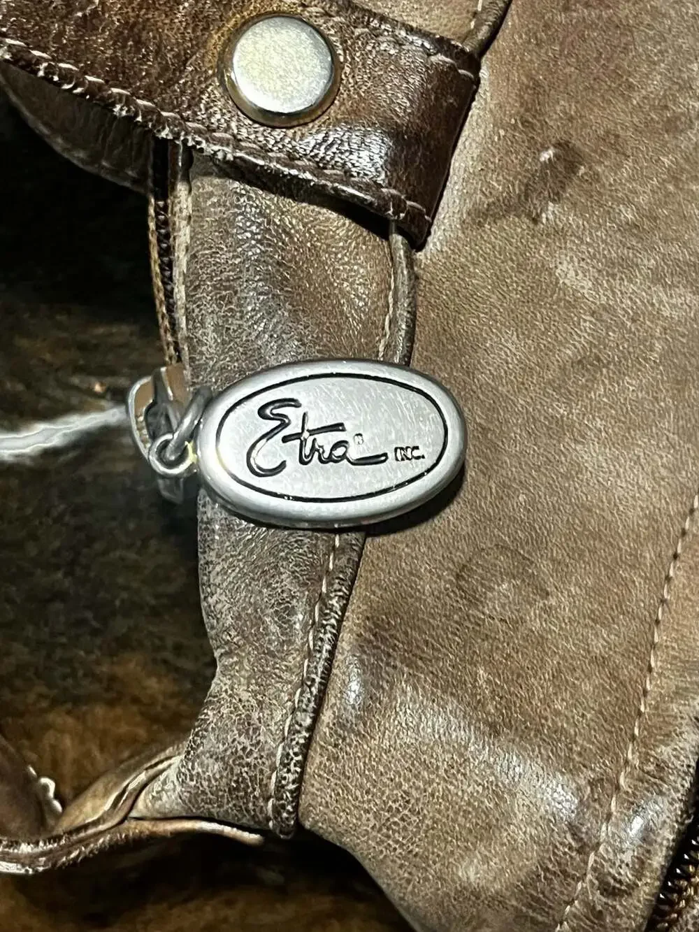 Etra Inc. Distressed Brown Leather Shoulder Bag Tote